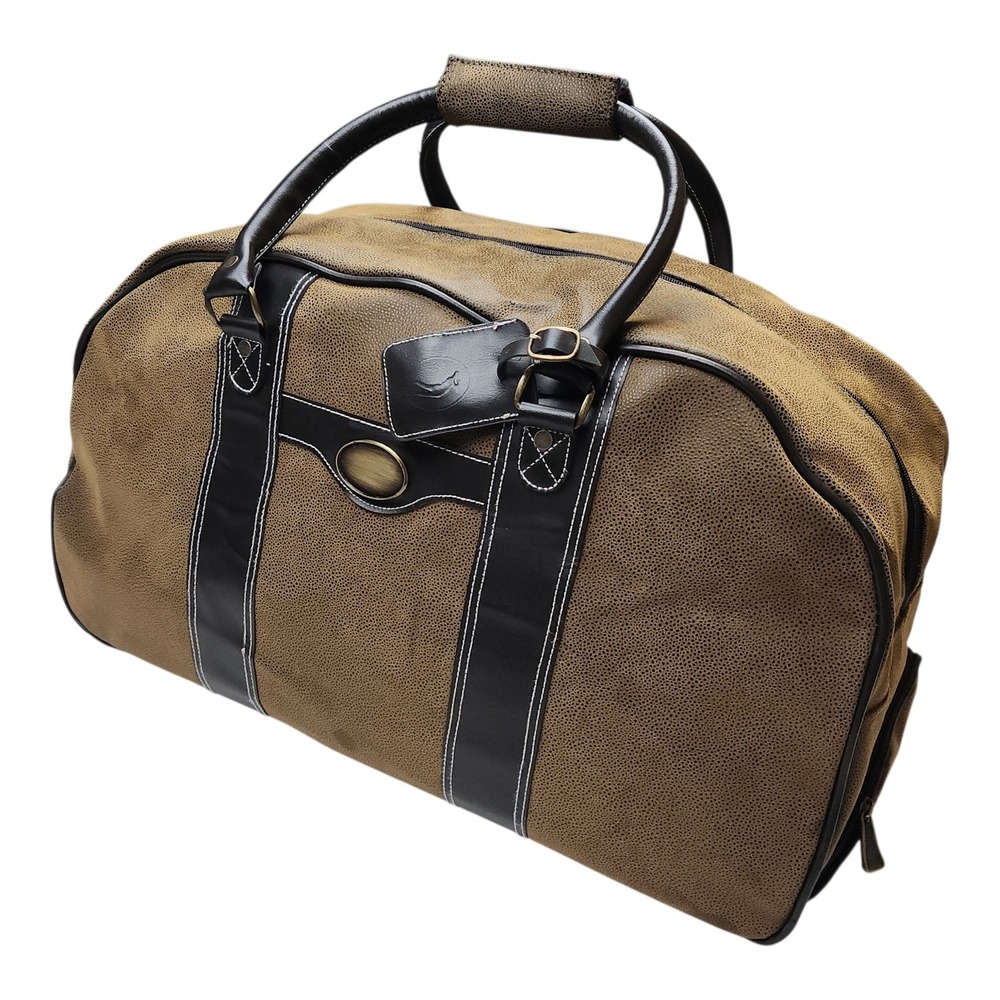 Sovrano Trevi Rolling Bag Golf Duffle Brown Faux Leather Trim Luggage
